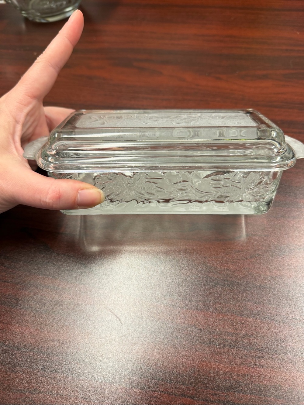 Princess House Clear Glass Floral Butter Dish with Lid